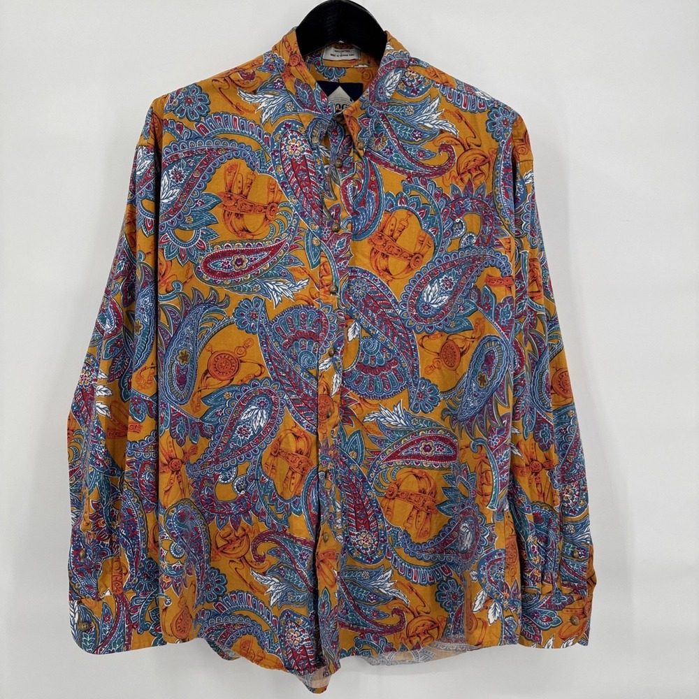 Vintage London FOG Mens Sz L Western Cowboy Shirt 100% Cotton Colorful Paisley